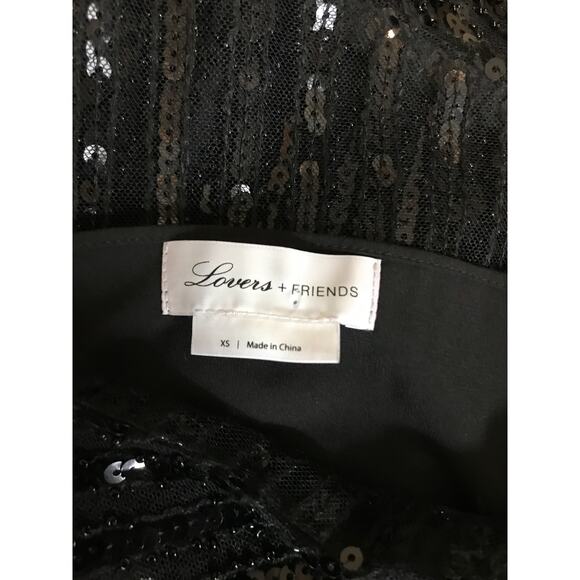 Lovers + Friends Nina Black Sequins Asymmetrical Gown Party Dress XS - Picture 15 of 16